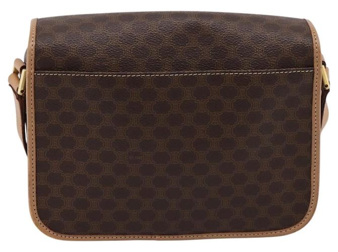 Céline Borsa a tracolla circolare CELINE Macadam Canvas PVC Pelle Marrone Oro Auth 202874A D'oro - vista 3
