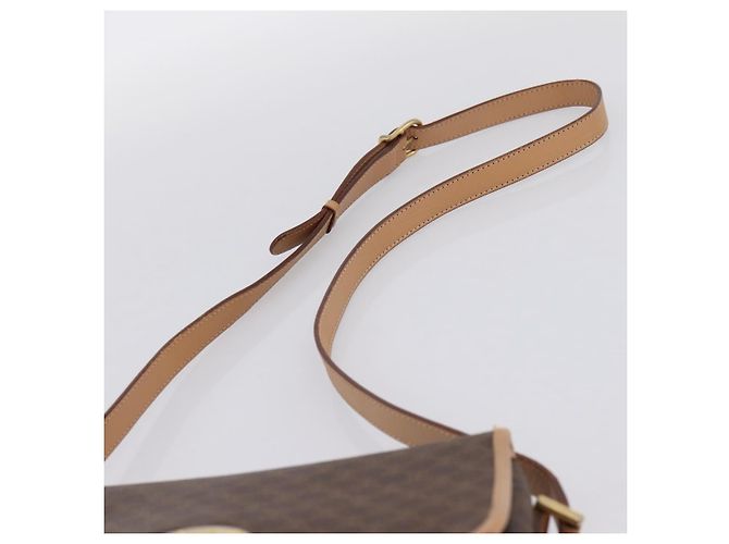 Céline Borsa a tracolla circolare CELINE Macadam Canvas PVC Pelle Marrone Oro Auth 202874A D'oro - vista 8