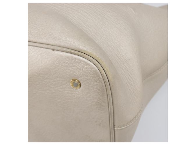 Bulgari Borsa Tote BVLGARI in pelle argento Auth 202279 - vista 10