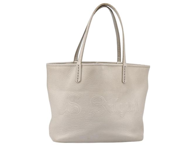 Bulgari Borsa Tote BVLGARI in pelle argento Auth 202279 - vista 2