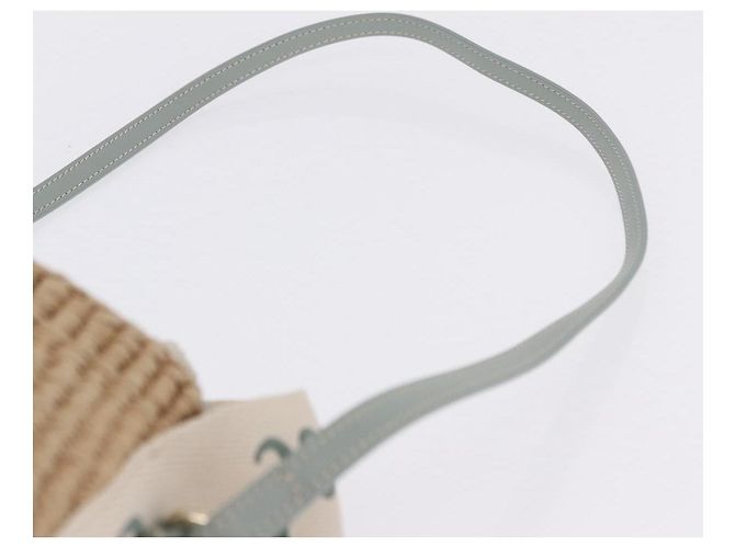 Chloé Chloe Mifuko Woody Small Basket Bag Raffia 2way Beige Silver Auth 202617V Argento - vista 10