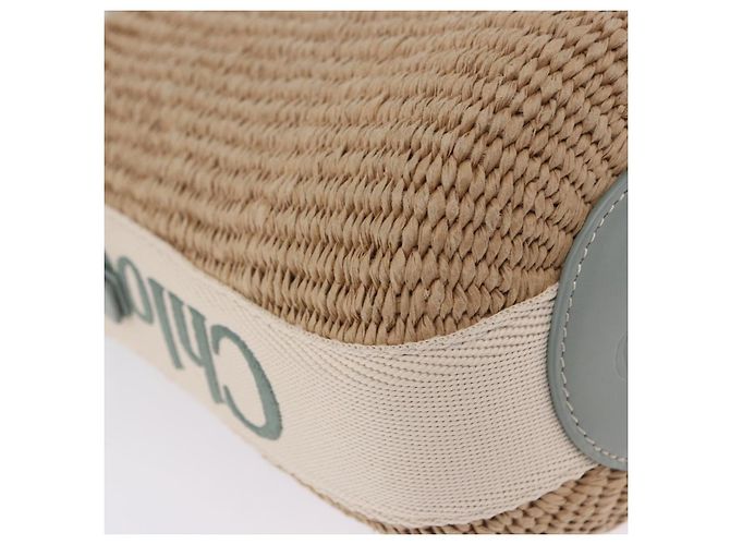 Chloé Chloe Mifuko Woody Small Basket Bag Raffia 2way Beige Silver Auth 202617V Argento - vista 12