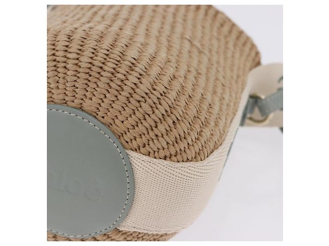 Chloé Chloe Mifuko Woody Small Basket Bag Raffia 2way Beige Silver Auth 202617V Argento - vista 13