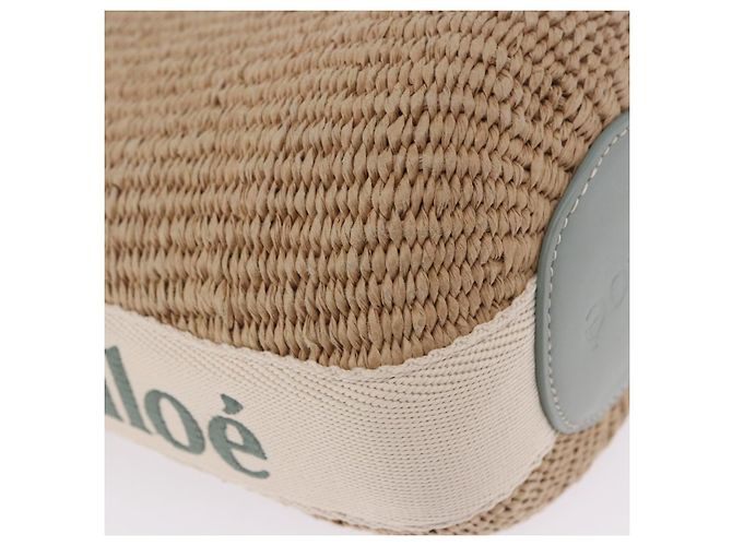 Chloé Chloe Mifuko Woody Small Basket Bag Raffia 2way Beige Silver Auth 202617V Argento - vista 14
