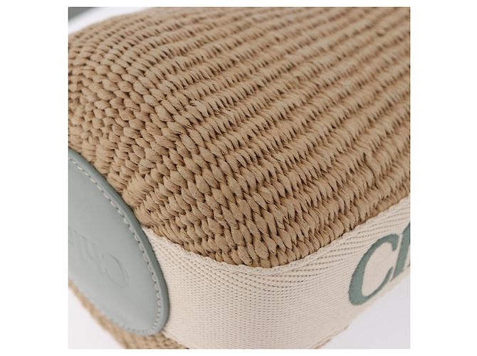 Chloé Chloe Mifuko Woody Small Basket Bag Raffia 2way Beige Silver Auth 202617V Argento - vista 15
