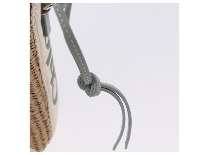 Chloé Chloe Mifuko Woody Small Basket Bag Raffia 2way Beige Silver Auth 202617V Argento - vista 16