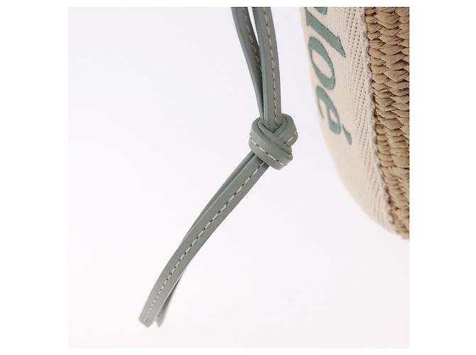 Chloé Chloe Mifuko Woody Small Basket Bag Raffia 2way Beige Silver Auth 202617V Argento - vista 17