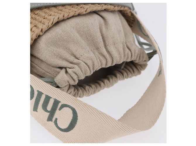 Chloé Chloe Mifuko Woody Small Basket Bag Raffia 2way Beige Silver Auth 202617V Argento - vista 6