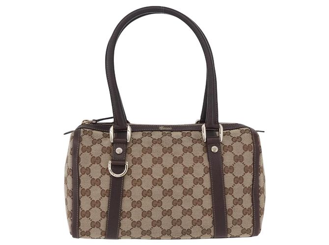 Borsa a mano GUCCI GG Canvas Beige Tono Oro 130942 Auth 201326V - vista 2