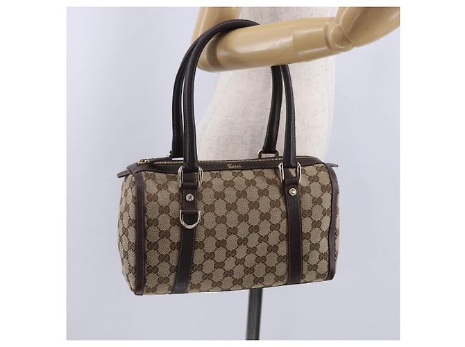 Borsa a mano GUCCI GG Canvas Beige Tono Oro 130942 Auth 201326V - vista 24