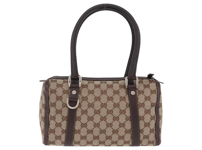Borsa a mano GUCCI GG Canvas Beige Tono Oro 130942 Auth 201326V - vista 3
