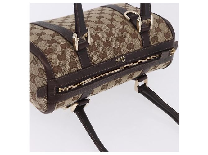 Borsa a mano GUCCI GG Canvas Beige Tono Oro 130942 Auth 201326V - vista 6