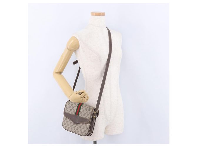 GUCCI GG Supreme Web Sherry Line Schultertasche PVC Beige 001 113 6862 Auth ka6092 - Ansicht 35
