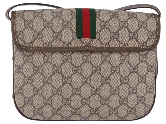 GUCCI GG Supreme Web Sherry Line Schultertasche PVC Beige 001 113 6862 Auth ka6092 - Ansicht 4