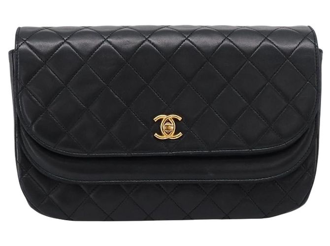 Borsa a tracolla CHANEL Matelasse con catena in pelle d'agnello nera e oro CC Auth 203454V Nero D'oro - vista 2