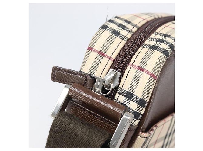 BURBERRY Nova Check Schultertasche Canvas Beige Silver Auth 200675 Silber - Ansicht 17