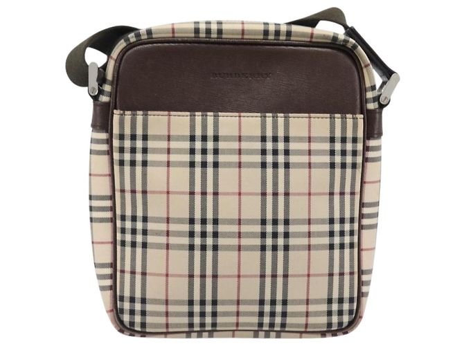 BURBERRY Nova Check Schultertasche Canvas Beige Silver Auth 200675 Silber - Ansicht 2