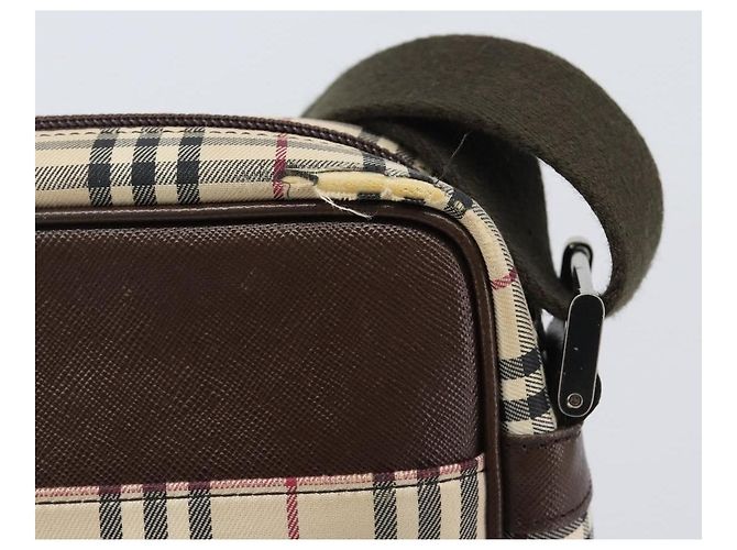 BURBERRY Nova Check Schultertasche Canvas Beige Silver Auth 200675 Silber - Ansicht 4