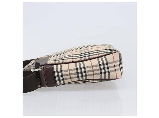 BURBERRY Nova Check Schultertasche Canvas Beige Silver Auth 200675 Silber - Ansicht 6
