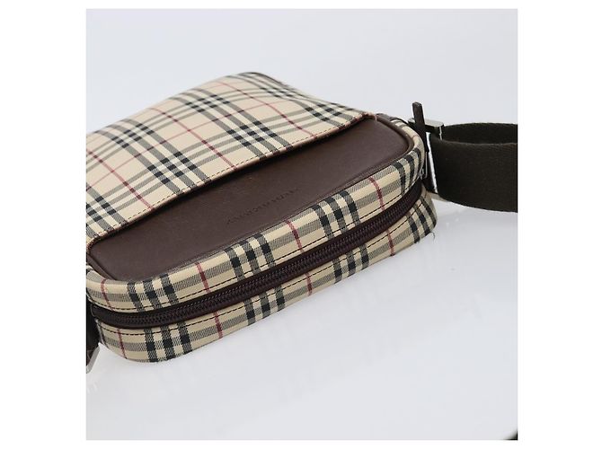 BURBERRY Nova Check Schultertasche Canvas Beige Silver Auth 200675 Silber - Ansicht 7