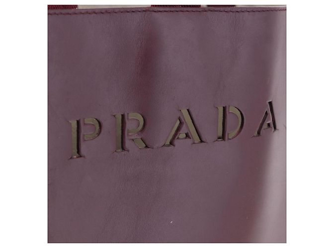 PRADA Tote Bag aus Leder weinrot Auth 201318 Bordeaux - Ansicht 17