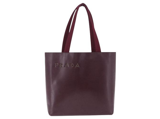 PRADA Tote Bag aus Leder weinrot Auth 201318 Bordeaux - Ansicht 2