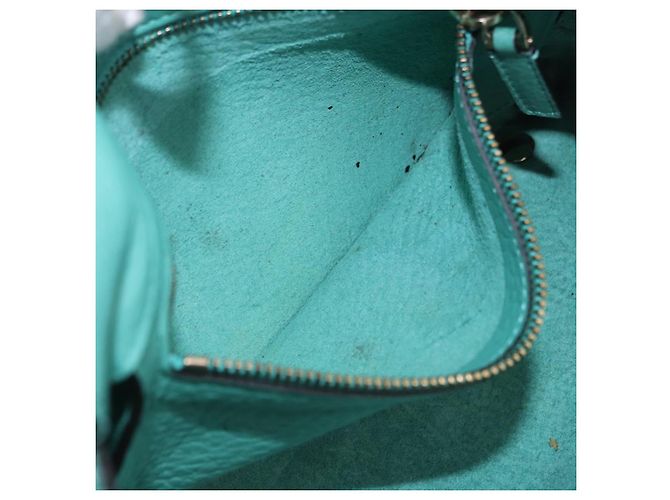 Borsa Tote VALENTINO Studs in pelle 2 vie Blu Turchese Oro Auth BA15656A D'oro - vista 24