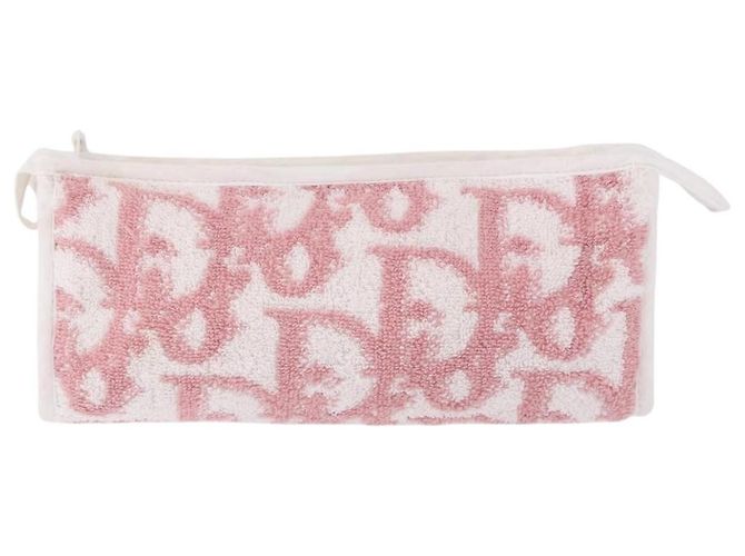 Pouch Christian Dior Trotter Canvas Pile Pink Auth 203042 Rosa - vista 2