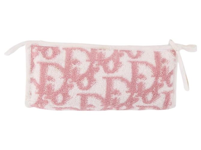 Pouch Christian Dior Trotter Canvas Pile Pink Auth 203042 Rosa - vista 3