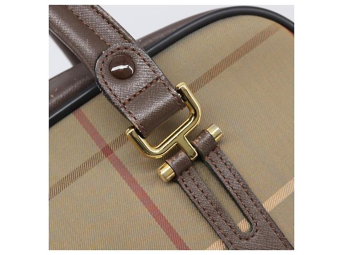 Borsa a mano Burberrys Nova Check Canvas Beige Gold Tone Auth ka6111 - vista 16
