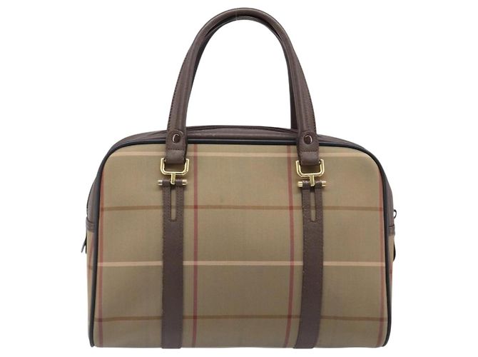 Borsa a mano Burberrys Nova Check Canvas Beige Gold Tone Auth ka6111 - vista 3