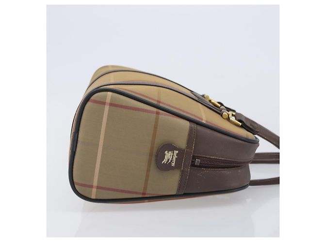 Borsa a mano Burberrys Nova Check Canvas Beige Gold Tone Auth ka6111 - vista 4