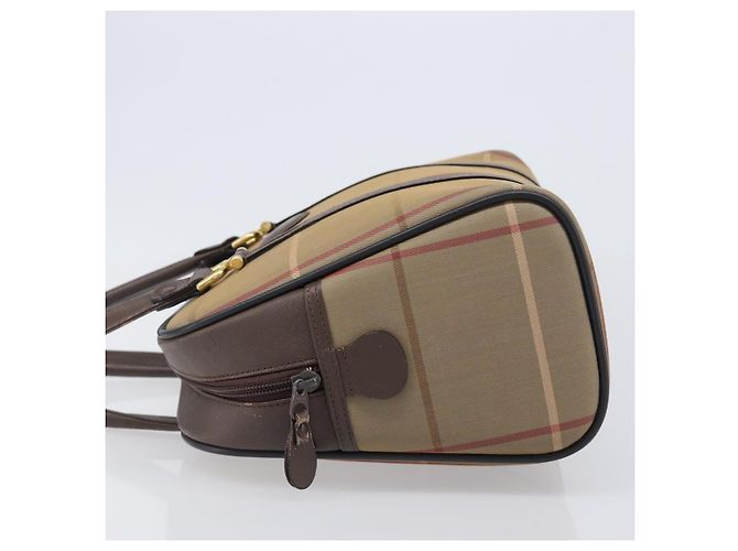 Borsa a mano Burberrys Nova Check Canvas Beige Gold Tone Auth ka6111 - vista 5