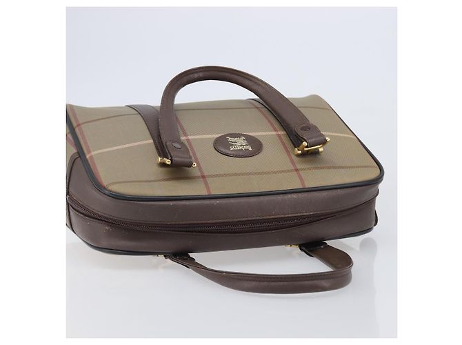 Borsa a mano Burberrys Nova Check Canvas Beige Gold Tone Auth ka6111 - vista 6
