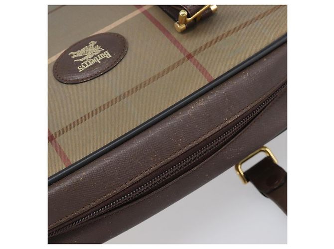 Borsa a mano Burberrys Nova Check Canvas Beige Gold Tone Auth ka6111 - vista 7
