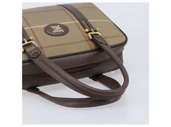 Borsa a mano Burberrys Nova Check Canvas Beige Gold Tone Auth ka6111 - vista 8