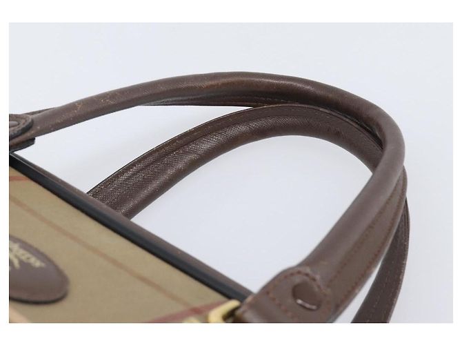 Borsa a mano Burberrys Nova Check Canvas Beige Gold Tone Auth ka6111 - vista 9