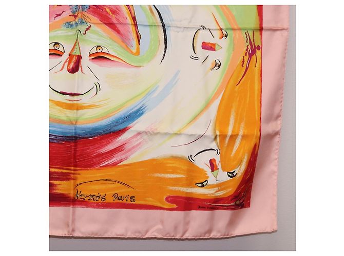 Hermès HERMES Carre 90 Foulard di Seta "Smiles in Third millenary" Rosa Auth 200117M - vista 10