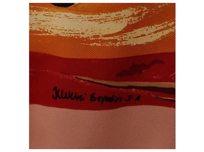 Hermès HERMES Carre 90 Foulard di Seta "Smiles in Third millenary" Rosa Auth 200117M - vista 11
