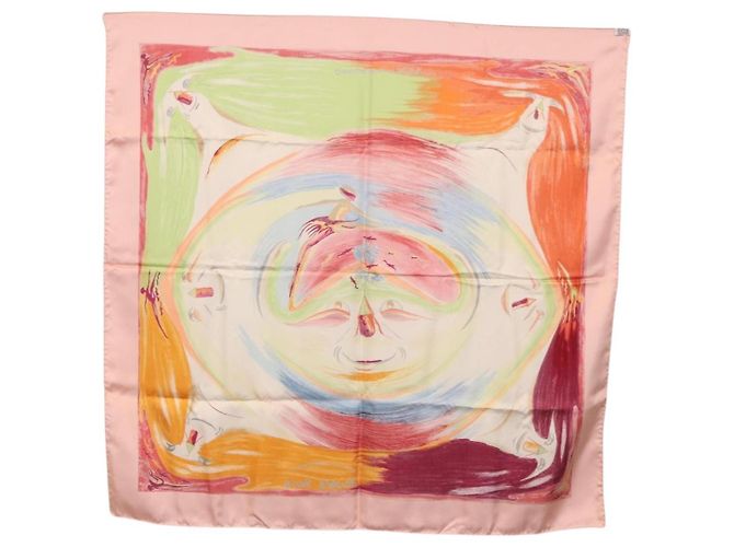 Hermès HERMES Carre 90 Foulard di Seta "Smiles in Third millenary" Rosa Auth 200117M - vista 13