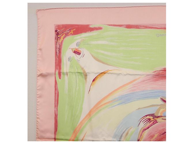 Hermès HERMES Carre 90 Foulard di Seta "Smiles in Third millenary" Rosa Auth 200117M - vista 14
