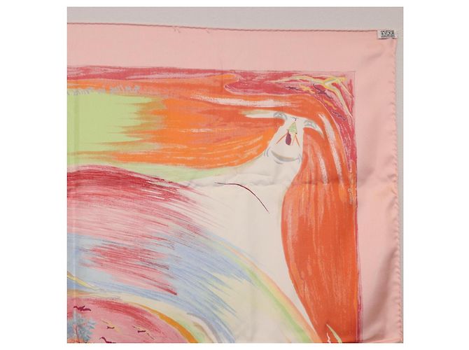 Hermès HERMES Carre 90 Foulard di Seta "Smiles in Third millenary" Rosa Auth 200117M - vista 16
