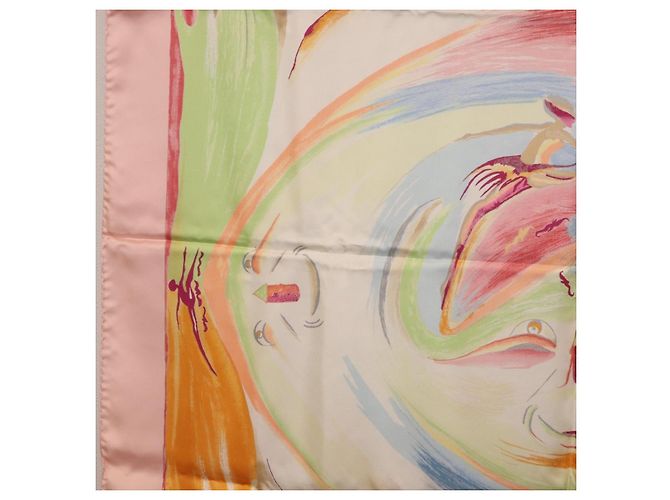 Hermès HERMES Carre 90 Foulard di Seta "Smiles in Third millenary" Rosa Auth 200117M - vista 17