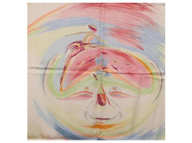 Hermès HERMES Carre 90 Foulard di Seta "Smiles in Third millenary" Rosa Auth 200117M - vista 18