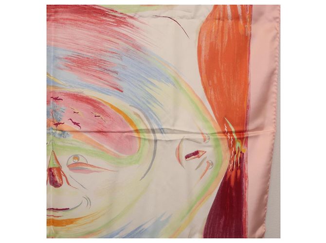Hermès HERMES Carre 90 Foulard di Seta "Smiles in Third millenary" Rosa Auth 200117M - vista 19