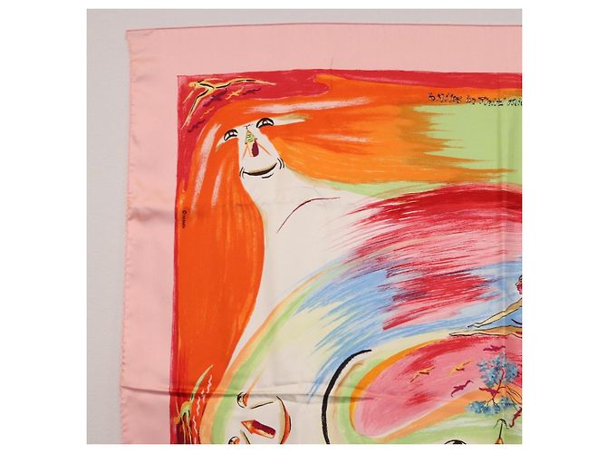 Hermès HERMES Carre 90 Foulard di Seta "Smiles in Third millenary" Rosa Auth 200117M - vista 2