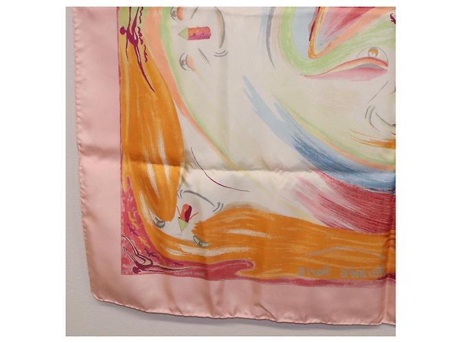 Hermès HERMES Carre 90 Foulard di Seta "Smiles in Third millenary" Rosa Auth 200117M - vista 20