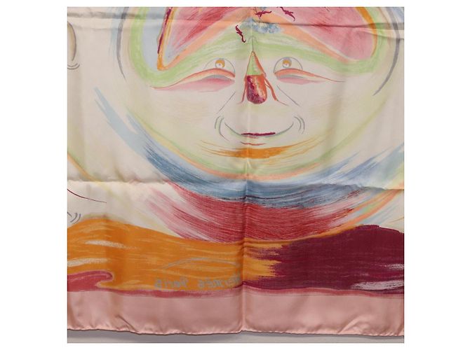 Hermès HERMES Carre 90 Foulard di Seta "Smiles in Third millenary" Rosa Auth 200117M - vista 21