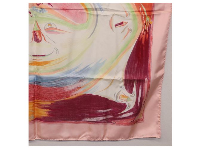 Hermès HERMES Carre 90 Foulard di Seta "Smiles in Third millenary" Rosa Auth 200117M - vista 22