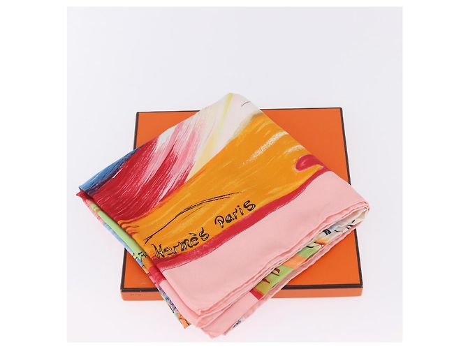 Hermès HERMES Carre 90 Foulard di Seta "Smiles in Third millenary" Rosa Auth 200117M - vista 24